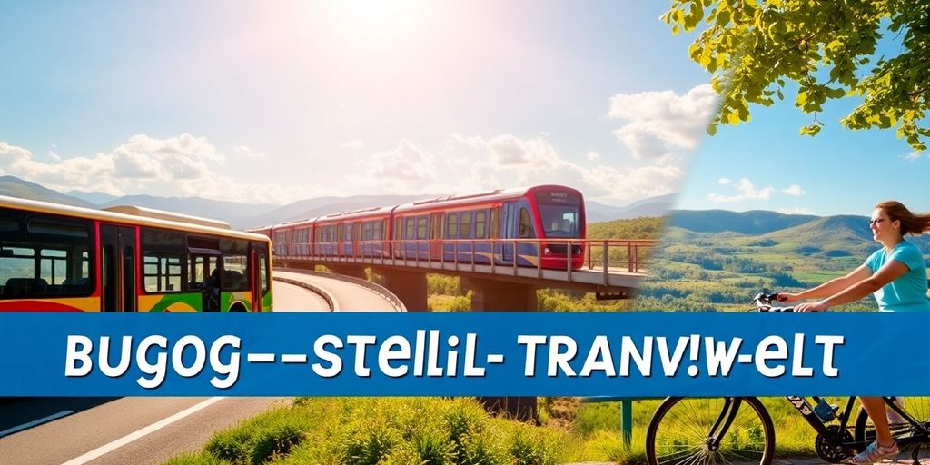 Vielfältige Transportmittel für günstige Reisen: Bus, Zug, Fahrrad. günstig reisen