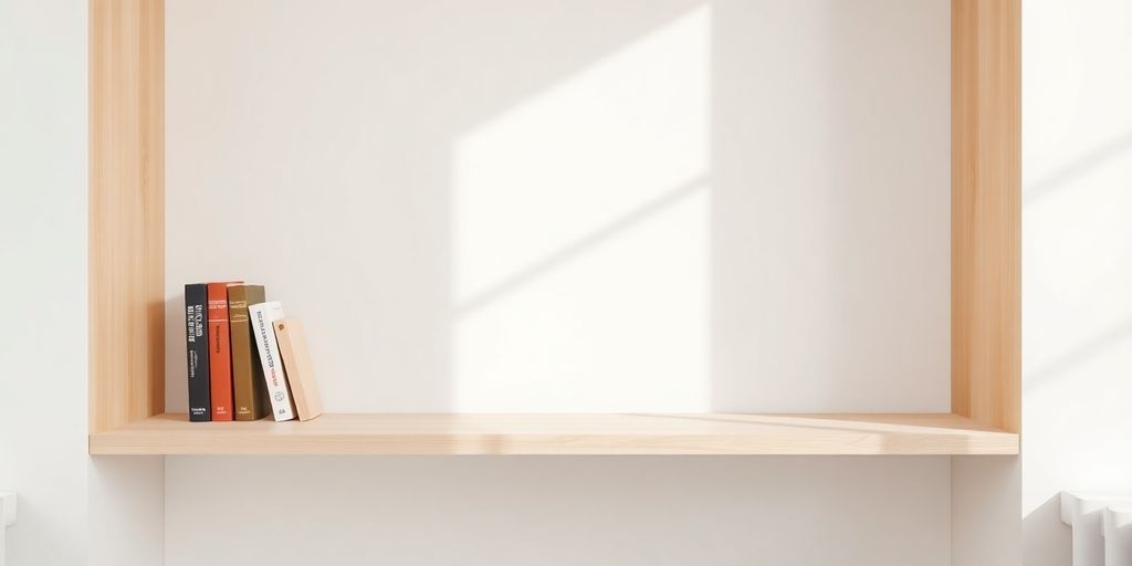Minimalistisches Bücherregal mit wenigen Büchern und viel Freiraum - Minimalismus im Bücherregal